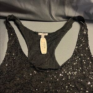 Victoria's Secret Sheer Black Sequin Top